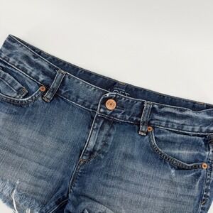 Loft Denim Shorts Women 4 Medium Blue Frayed Raw Hem Cut Off Distressed Y2K